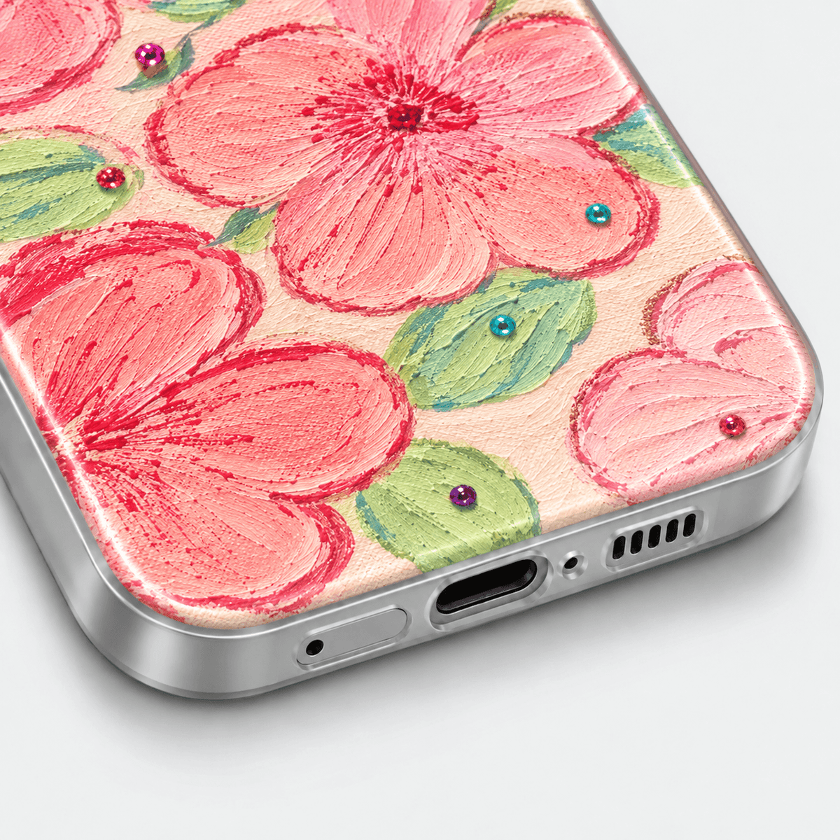 Floral Design Silicone Phone Case - Peach Blossom