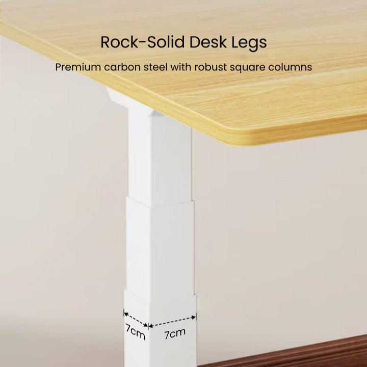 FlexiSpot E7 - Dual Motor Premium Standing Desk With White Frame - SandWood