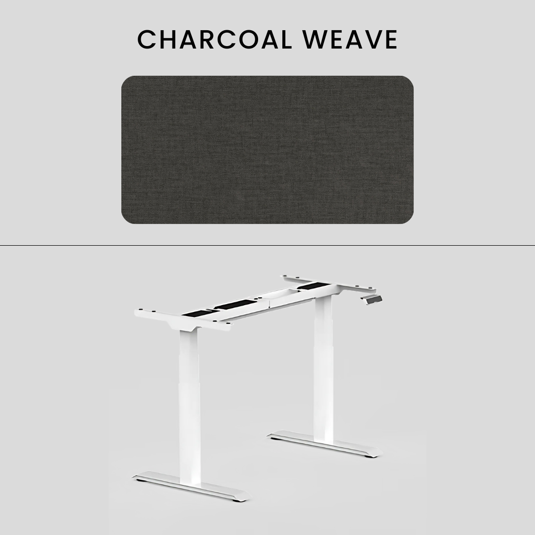 FlexiSpot E7 - Dual Motor Premium Standing Desk With White Frame - Charcoal Weave