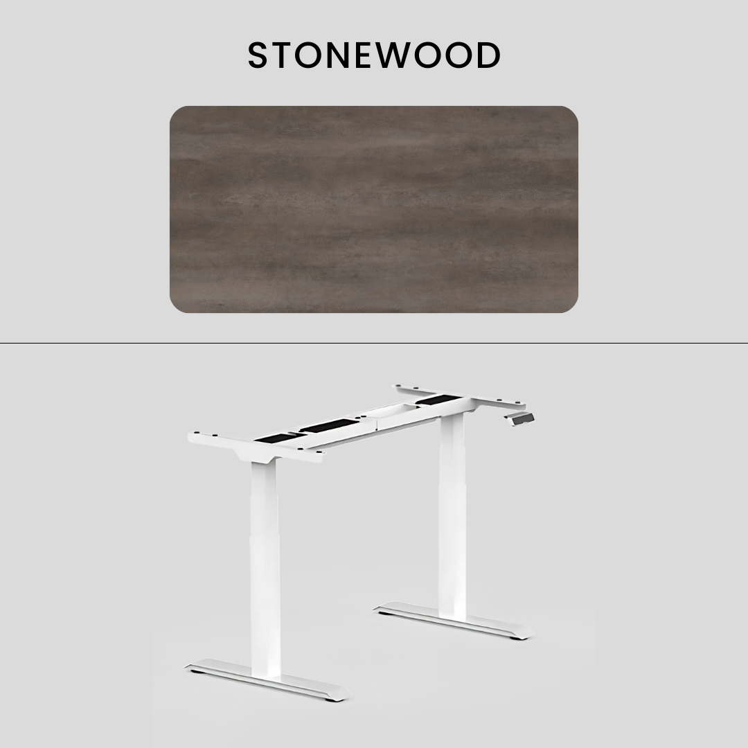 FlexiSpot E7 - Dual Motor Premium Standing Desk With White Frame - StoneWood