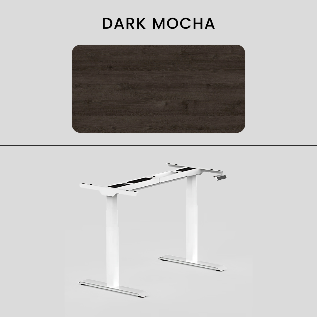 FlexiSpot E7 - Dual Motor Premium Standing Desk With White Frame - Dark Mocha