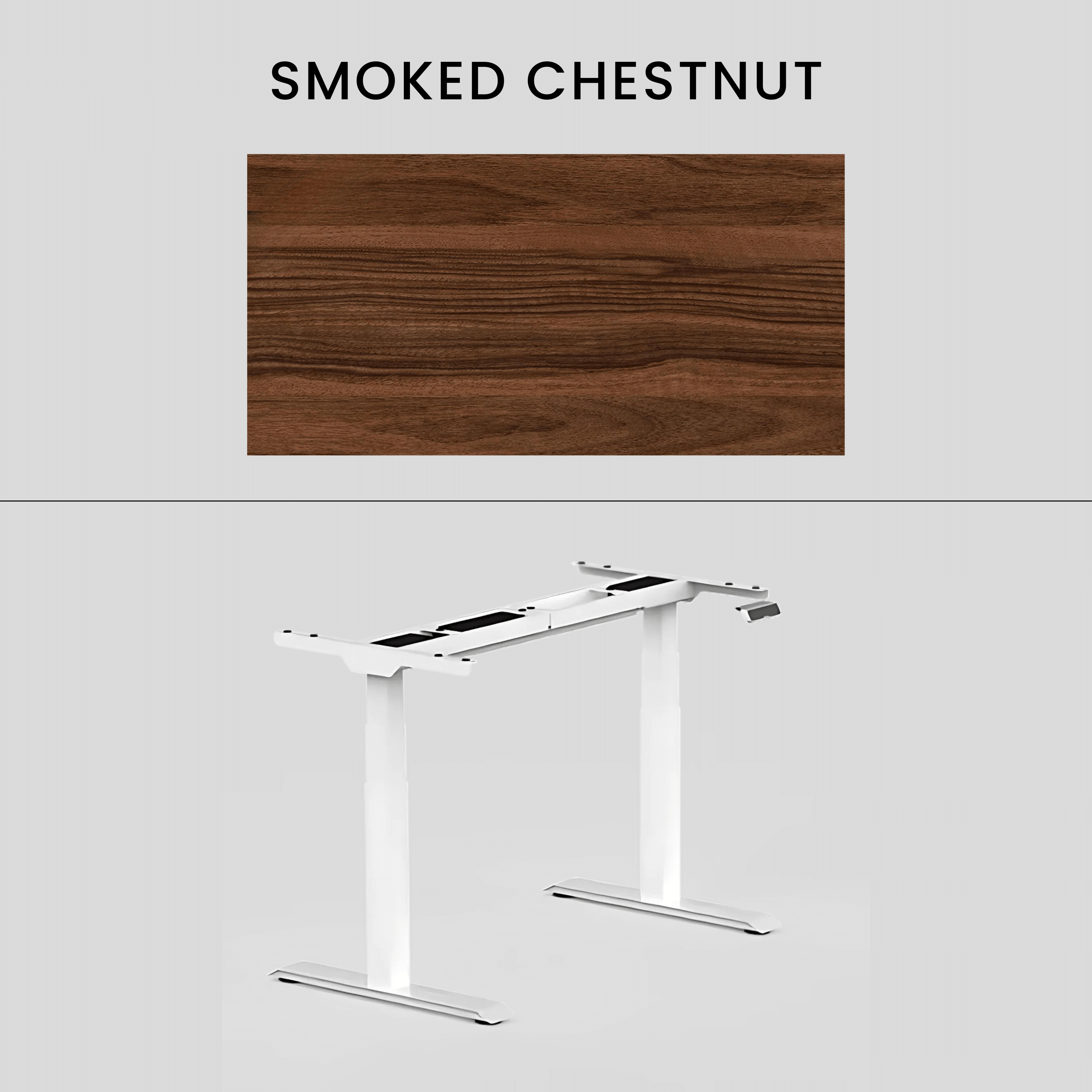 FlexiSpot E7 - Dual Motor Premium Standing Desk With White Frame - Smoked Chestnut