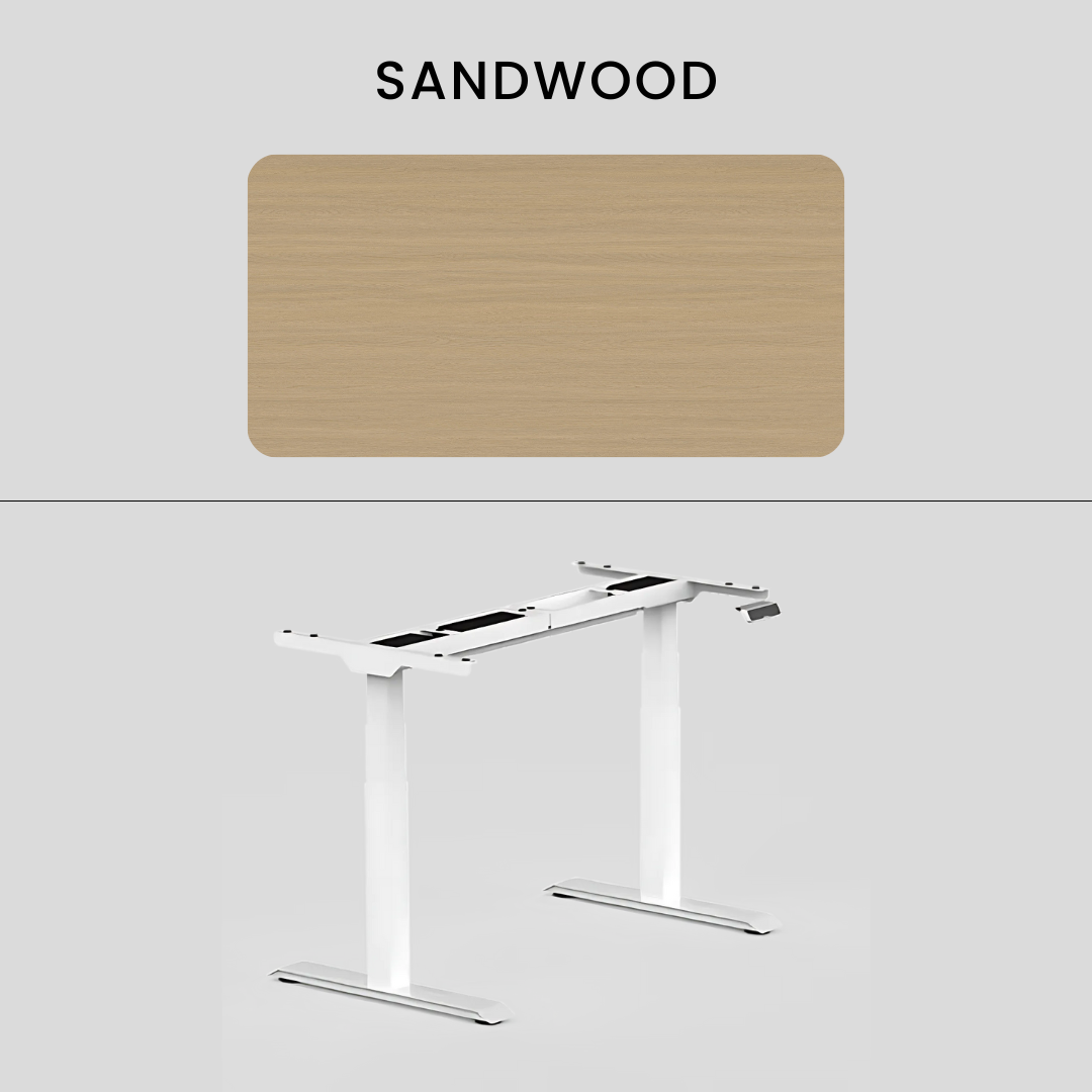 FlexiSpot E7 - Dual Motor Premium Standing Desk With White Frame - SandWood