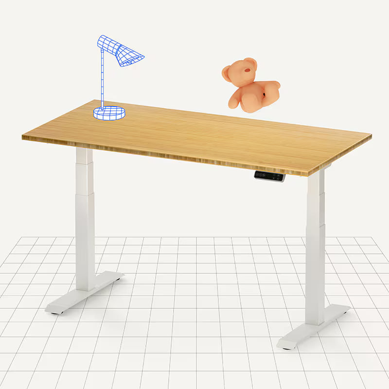 FlexiSpot E7 - Dual Motor Premium Standing Desk With White Frame - Light AshWood
