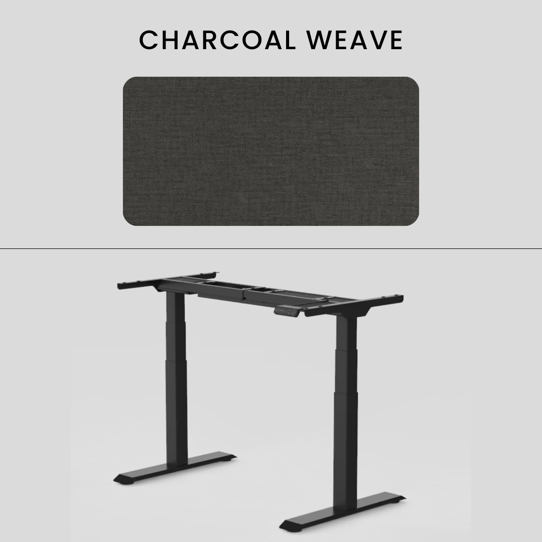 FlexiSpot E7 - Dual Motor Premium Standing Desk With Black Frame - Charcoal Weave