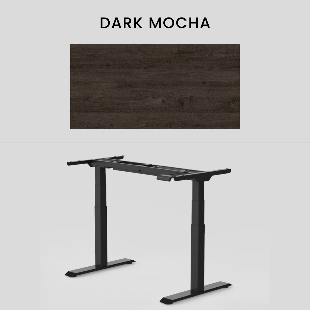 FlexiSpot E7 - Dual Motor Premium Standing Desk With Black Frame - Dark Mocha