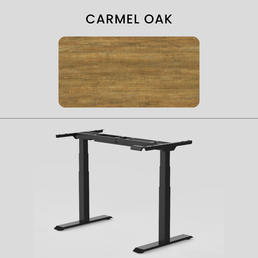 FlexiSpot E7 - Dual Motor Premium Standing Desk With Black Frame - Carmel Oak