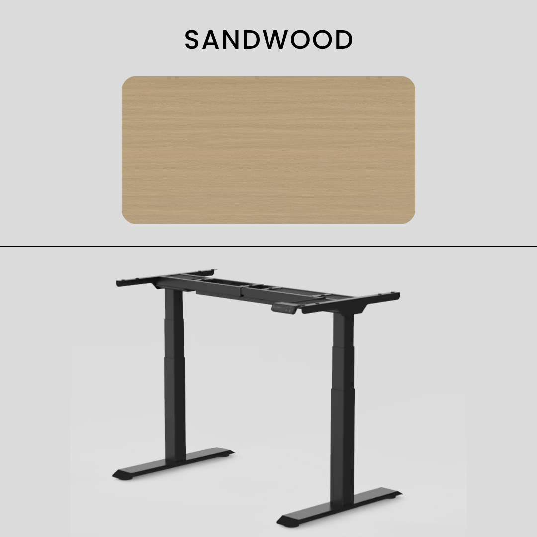 FlexiSpot E7 - Dual Motor Premium Standing Desk With Black Frame - SandWood
