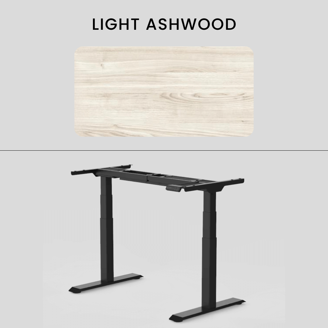 FlexiSpot E7 - Dual Motor Premium Standing Desk With Black Frame - Light AshWood
