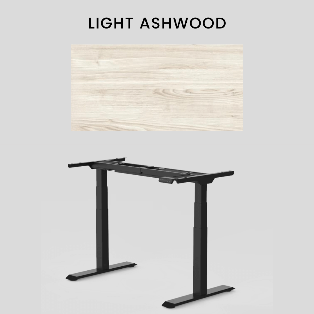 FlexiSpot E7 - Dual Motor Premium Standing Desk With Black Frame - Light AshWood