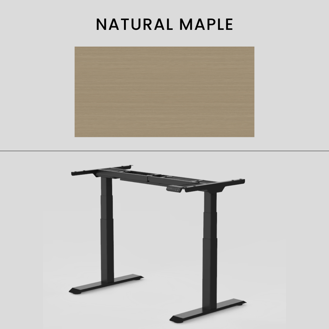FlexiSpot E7 - Dual Motor Premium Standing Desk With Black Frame - Natural Maple