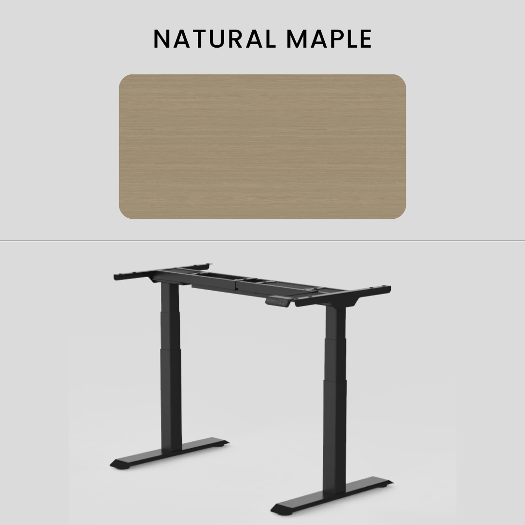 FlexiSpot E7 - Dual Motor Premium Standing Desk With Black Frame - Natural Maple
