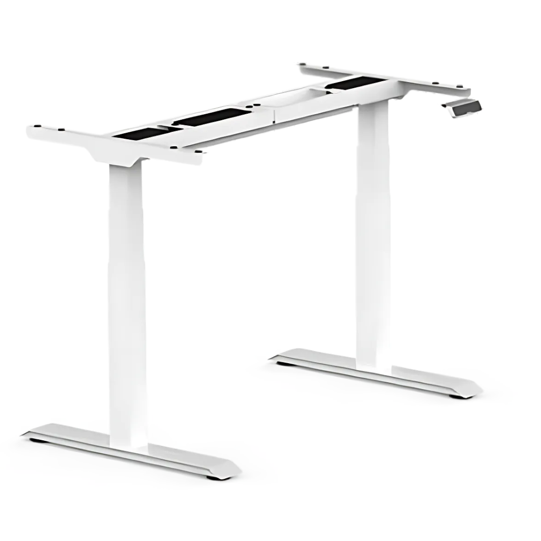 FlexiSpot E7 - Dual Motor Premium Standing Desk With White Frame - SandWood