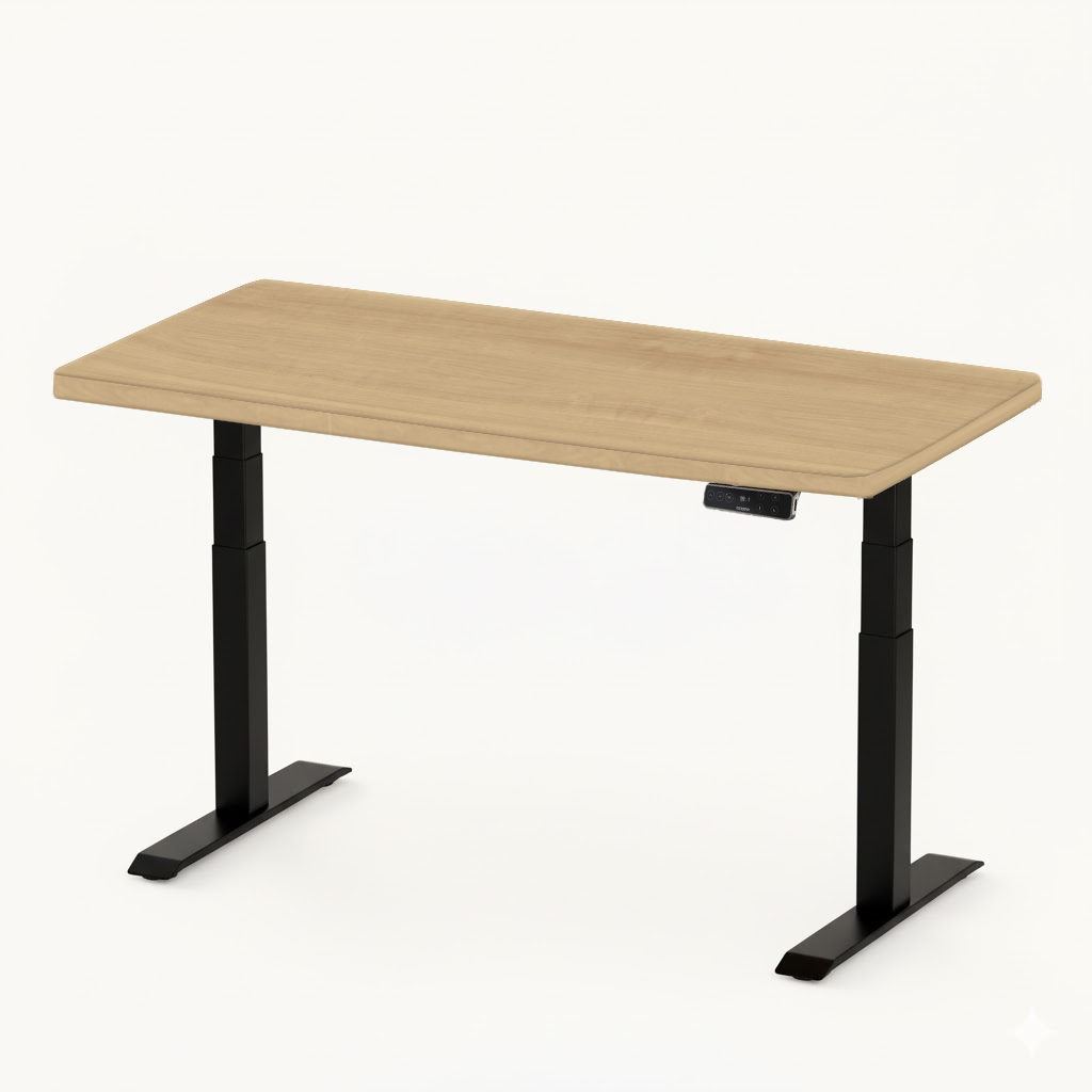 FlexiSpot E7 - Dual Motor Premium Standing Desk With Black Frame - Honey Maple