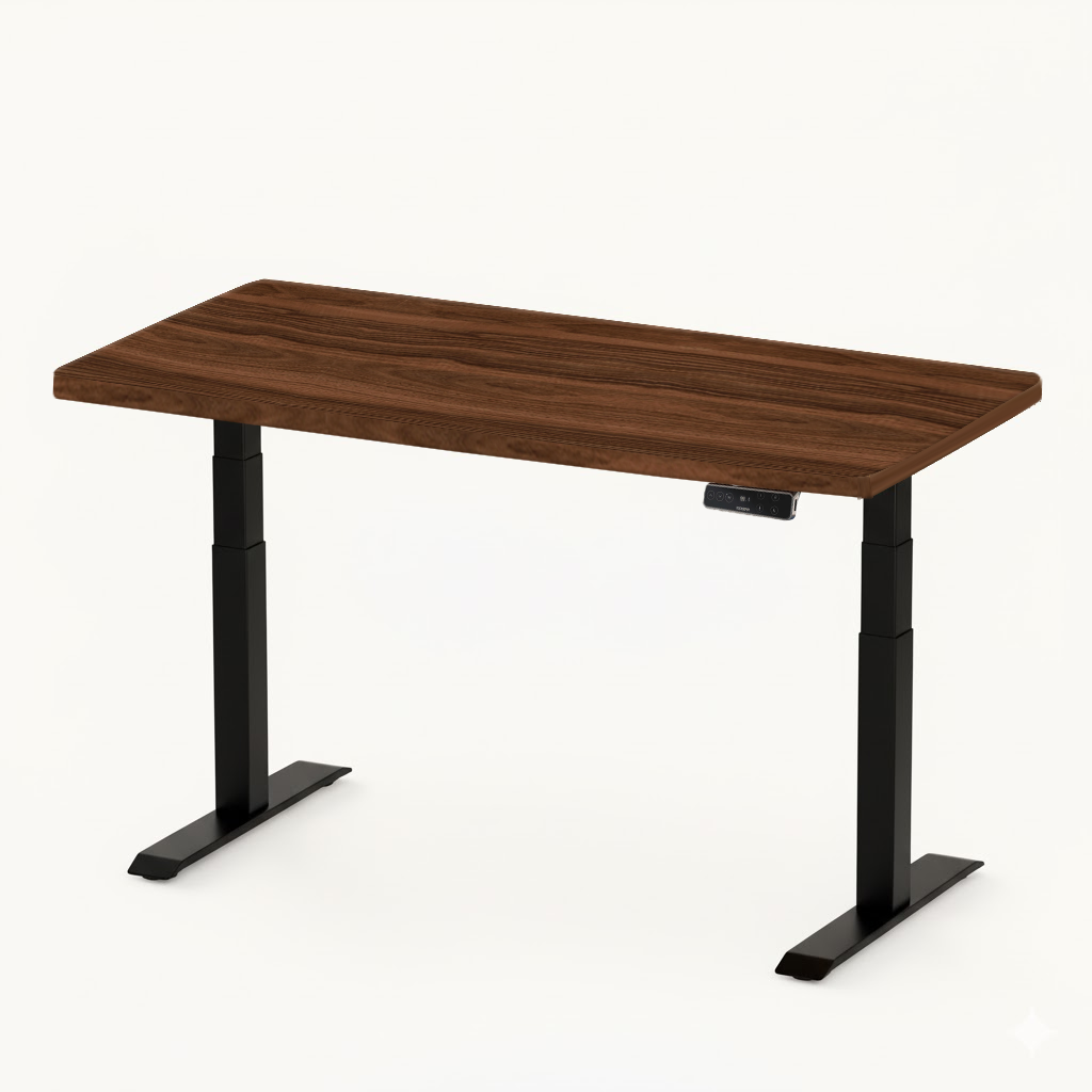 FlexiSpot E7 - Dual Motor Premium Standing Desk With Black Frame - Smoked Chestnut