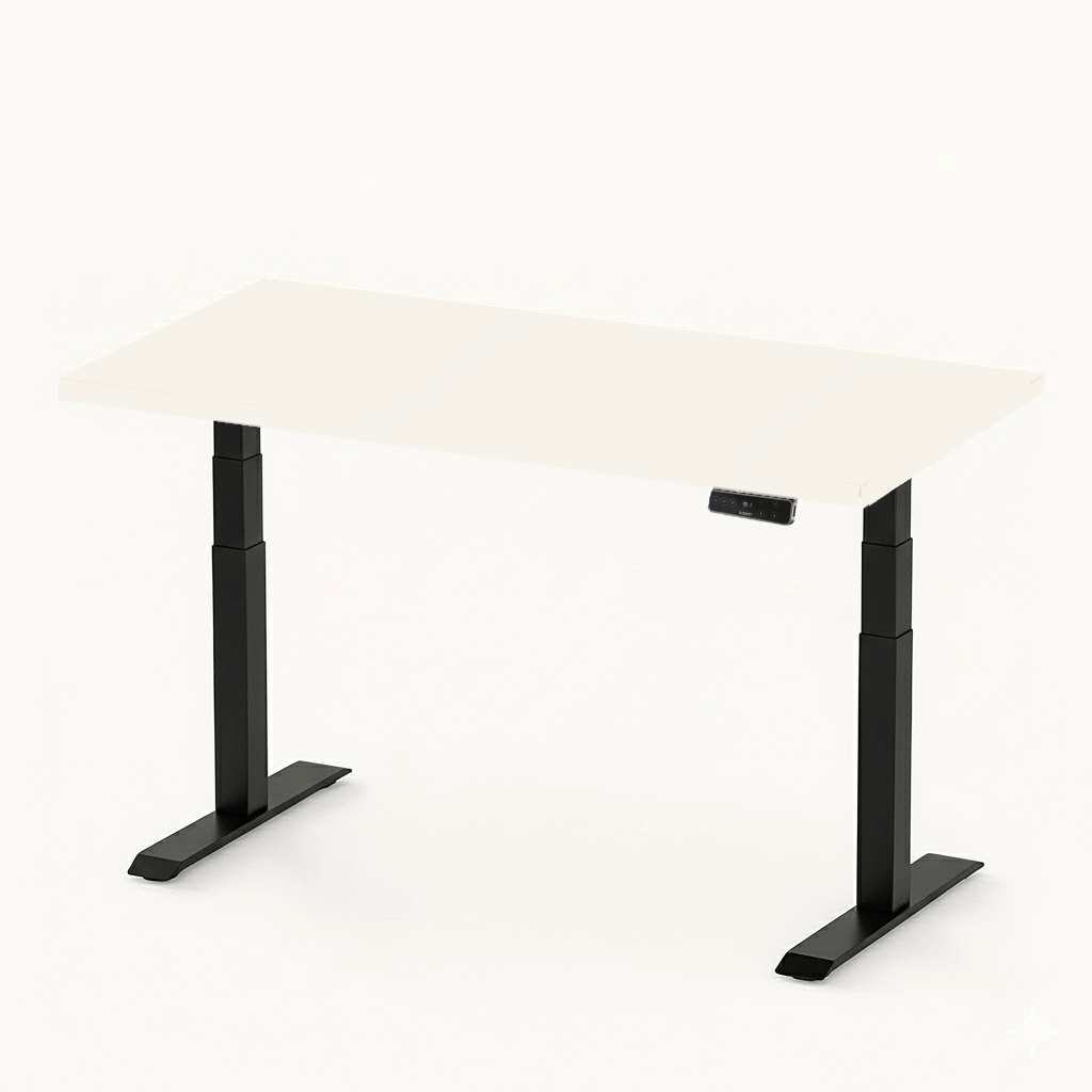 FlexiSpot E7 - Dual Motor Premium Standing Desk With Black Frame - Pure Frost