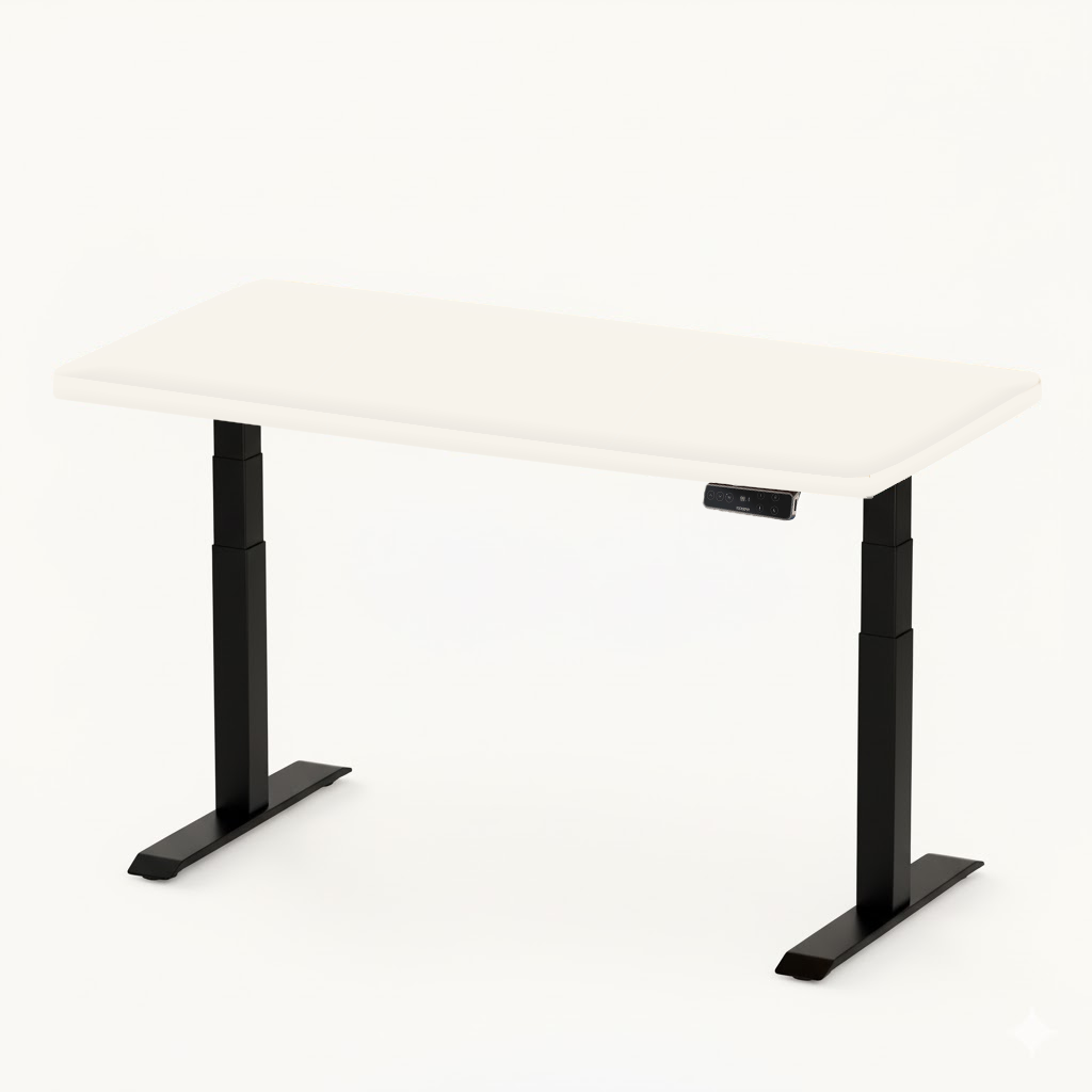FlexiSpot E7 - Dual Motor Premium Standing Desk With Black Frame - Pure Frost
