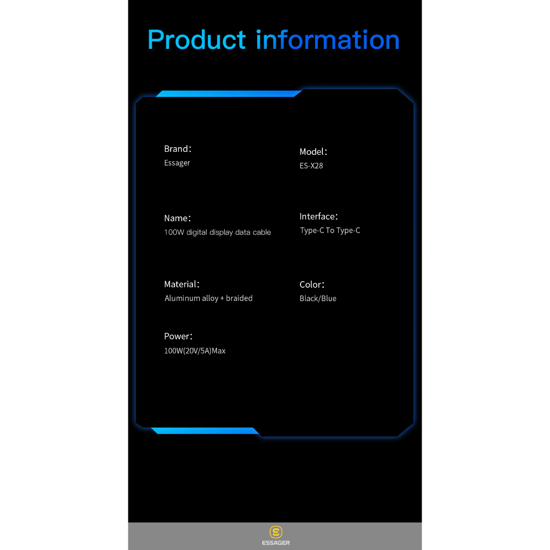 Essager LED Display PD 100W Charging Cable (Type C to C)