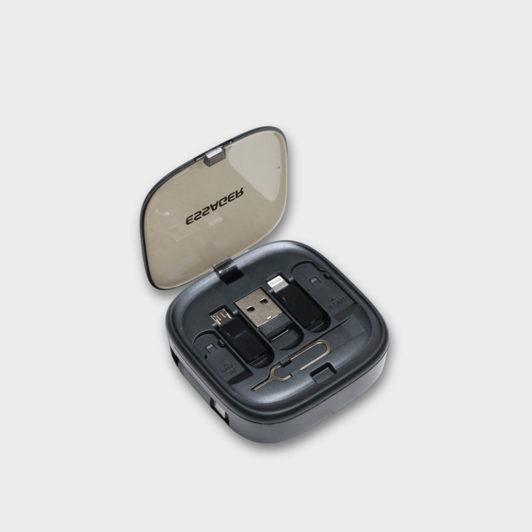 Essager 60W Retractable USB-C Cable & Multi-Adapter Kit with Storage Box