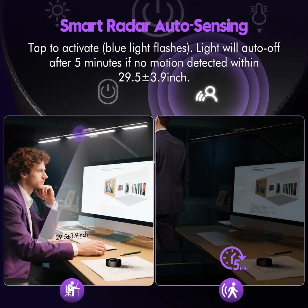 Quntis 3-Segment Foldable Dual-Control Radar Sensor Monitor Light Bar