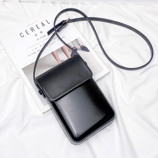 Luxury Crossbody Flap Leather Bag Black