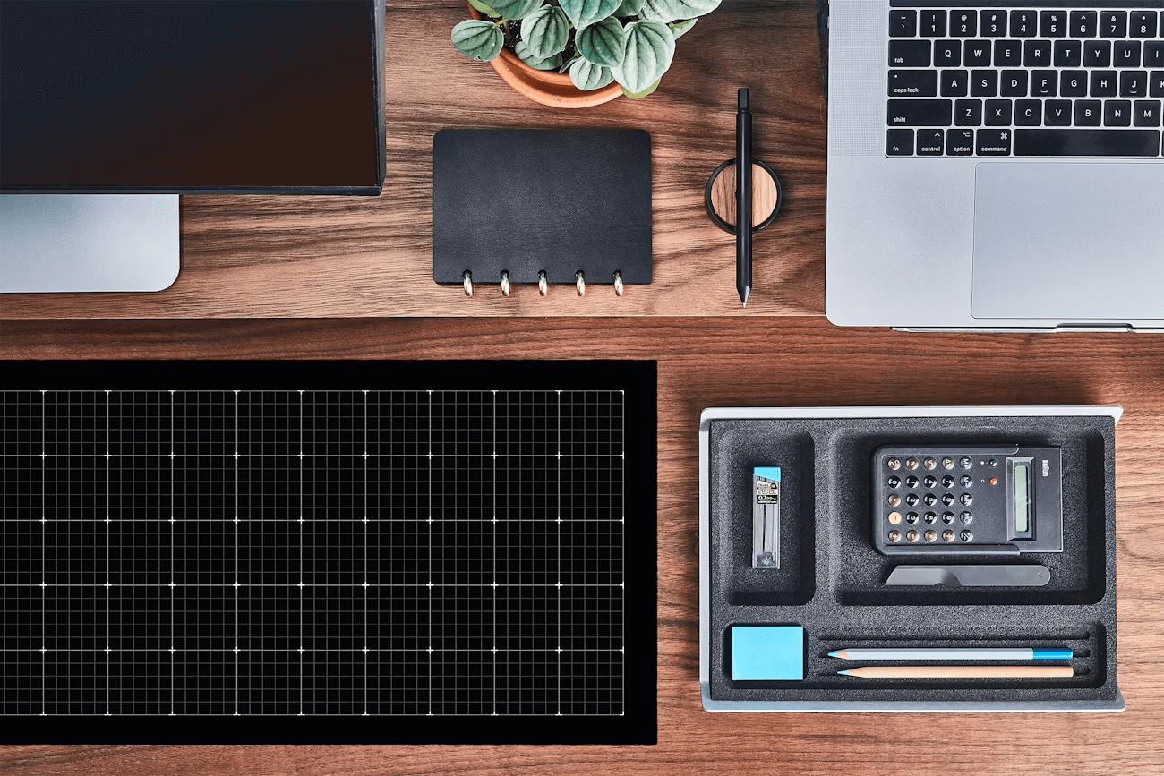 Printed Leather Desk Mat - Grid