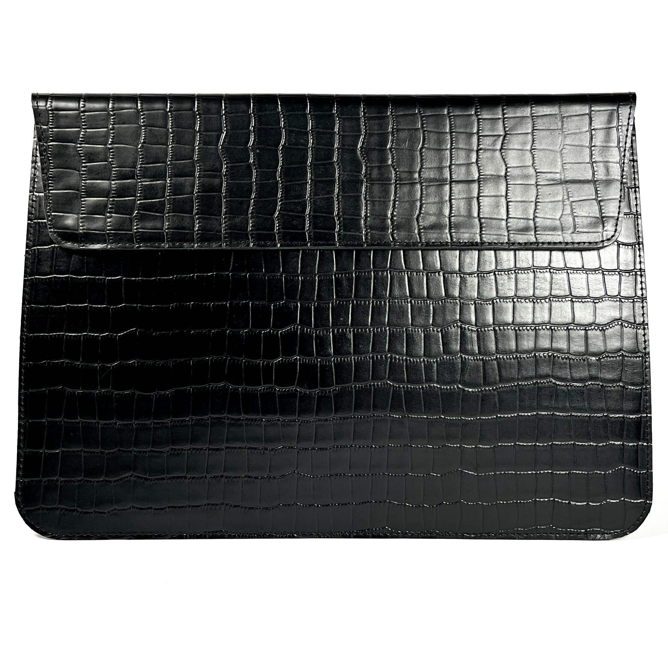 Croc Textured Leather Laptop Sleeve