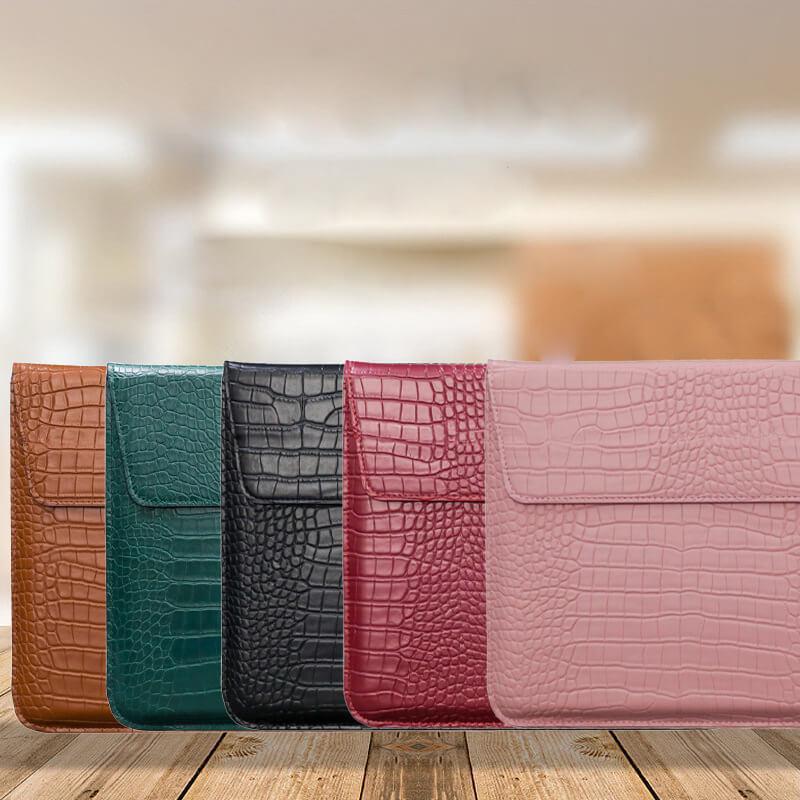 Crocodile Textured Leather Laptop Sleeve-DIVERSITY