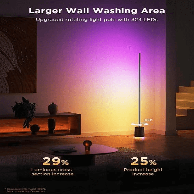 Govee RGBICWW LED Floor Lamp Pro With Bluetooth Speaker & White Noise
