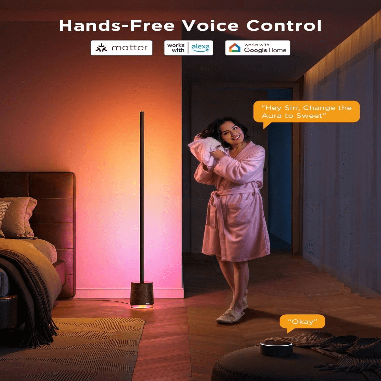 Govee RGBICWW LED Floor Lamp Pro With Bluetooth Speaker & White Noise