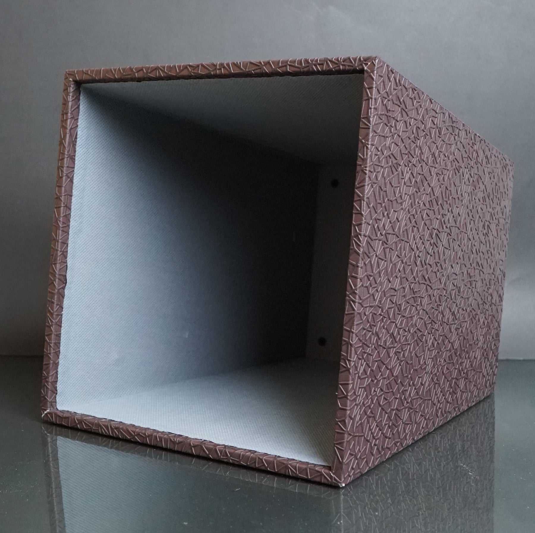Leather Dustbin & Tissue Box Set - Brown Vines