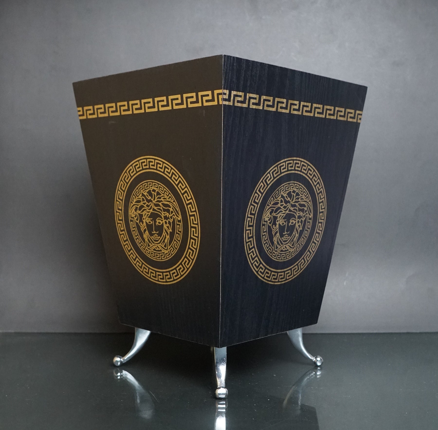 Wooden Dustbin & Tissue Box Set - Versace