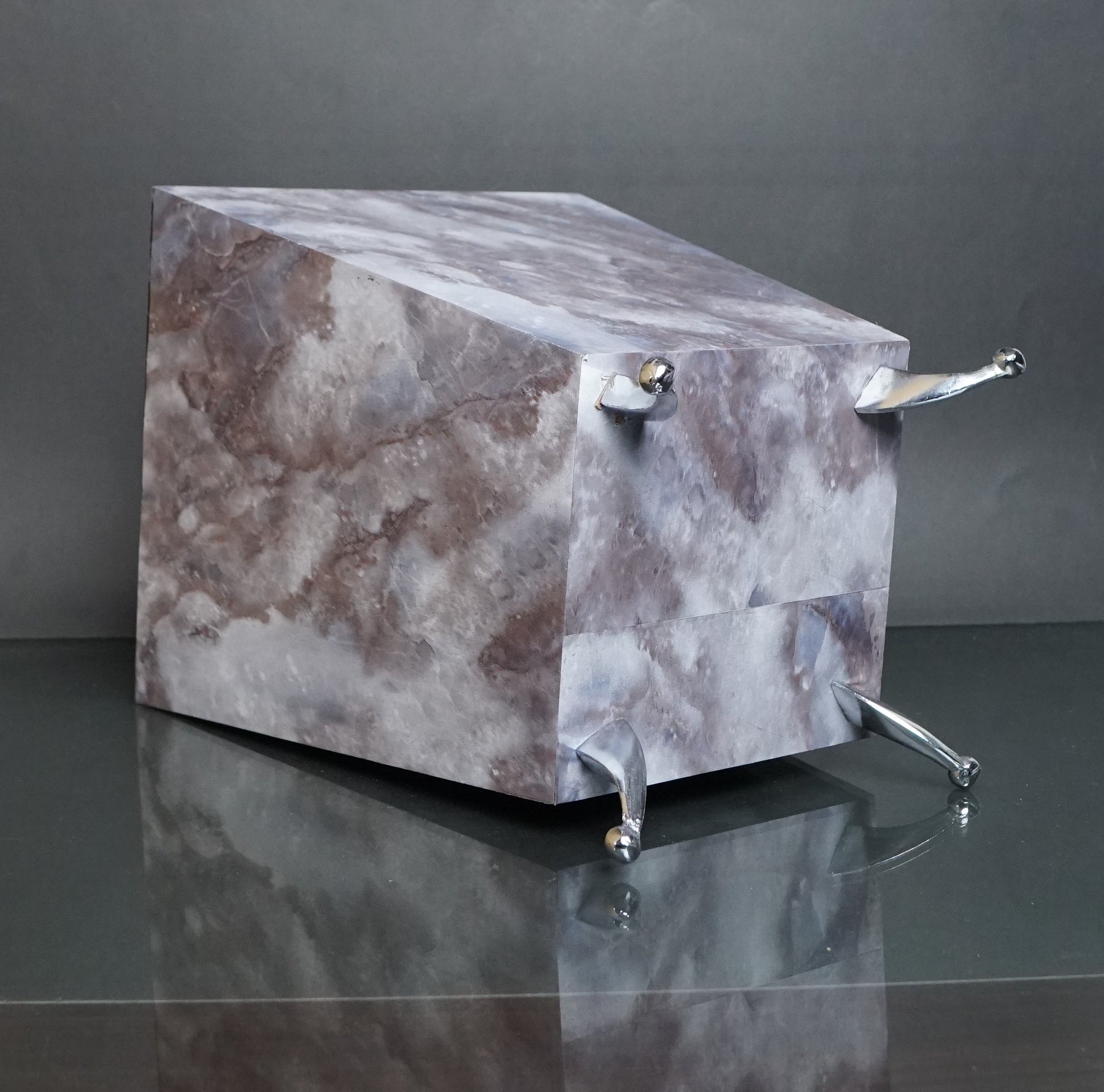 Wooden Dustbin & Tissue Box Set - Marble