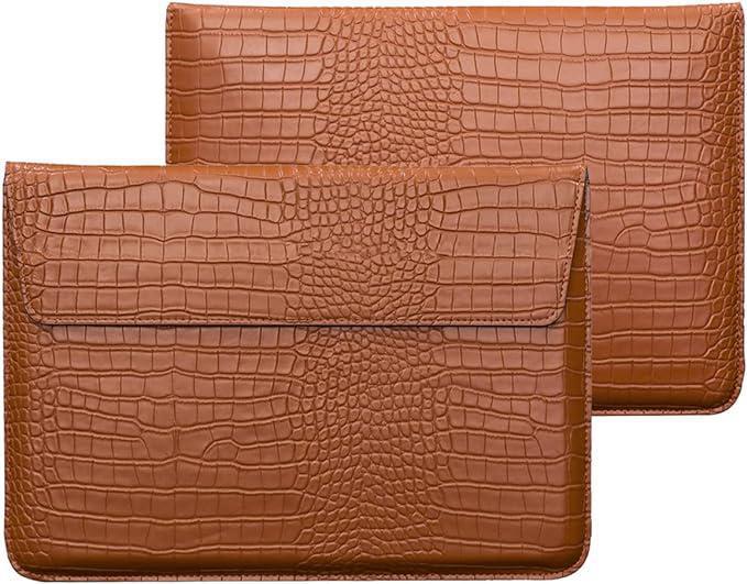 Crocodile Textured Leather Laptop Sleeve-DIVERSITY