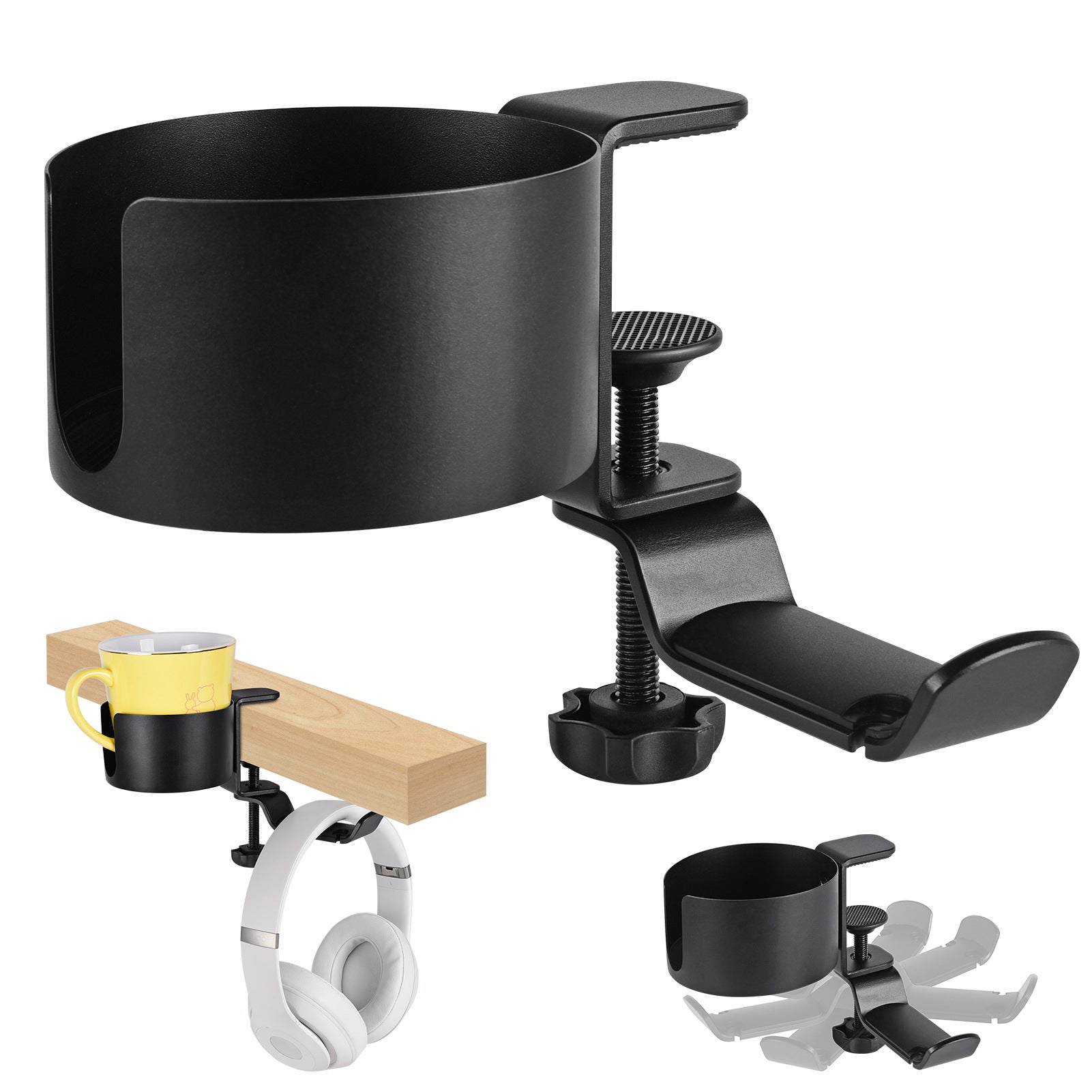2 in 1 Desk Cup Holder with Headphone Hanger
