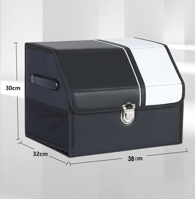 Car Leather Trunk Organizer Box - White Stripe-DIVERSITY