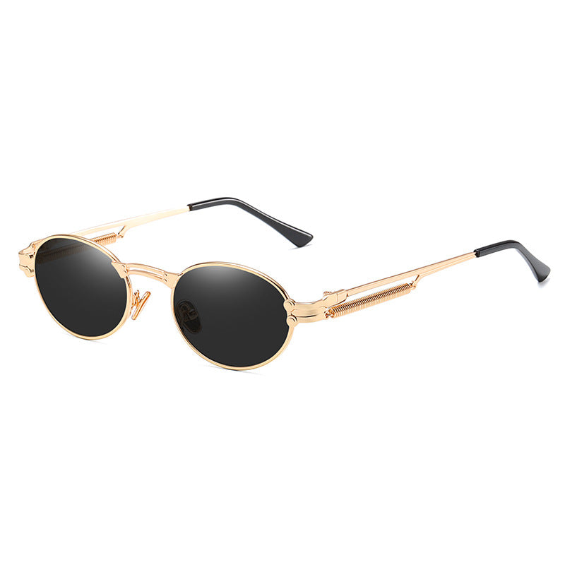 Vintage Oval Sunglasses - Gold Black