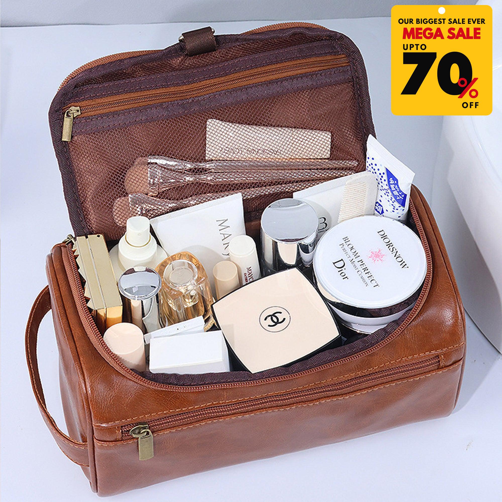 Vintage Faux Leather Toiletry Bag-DIVERSITY
