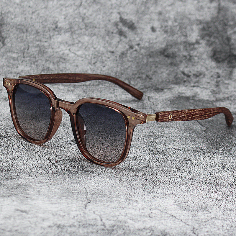 Retro Wood Texture Wayfarer Sunglasses - Brown