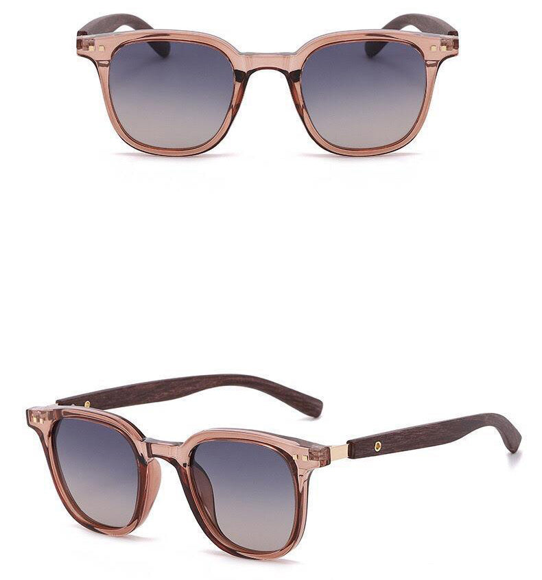 Retro Wood Texture Wayfarer Sunglasses - Brown