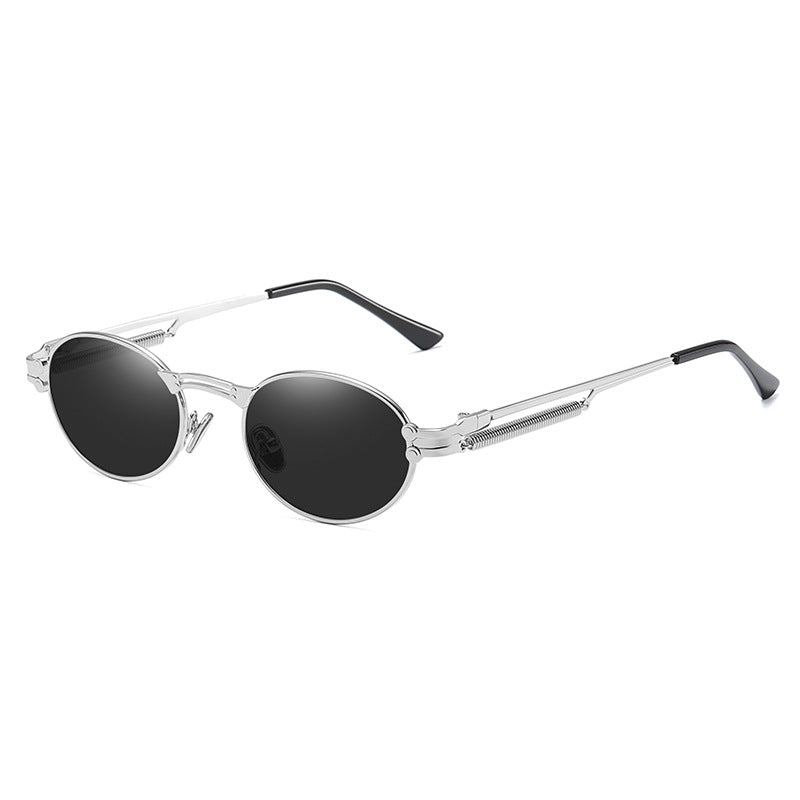 Vintage Oval Sunglasses - Silver Black