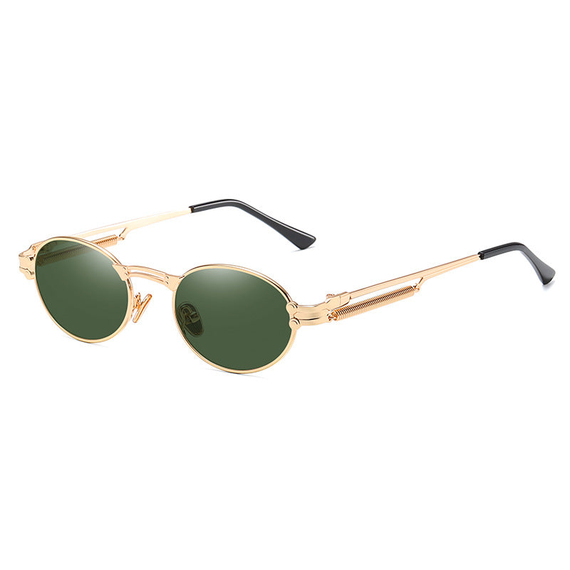 Vintage Oval Sunglasses - Gold Green