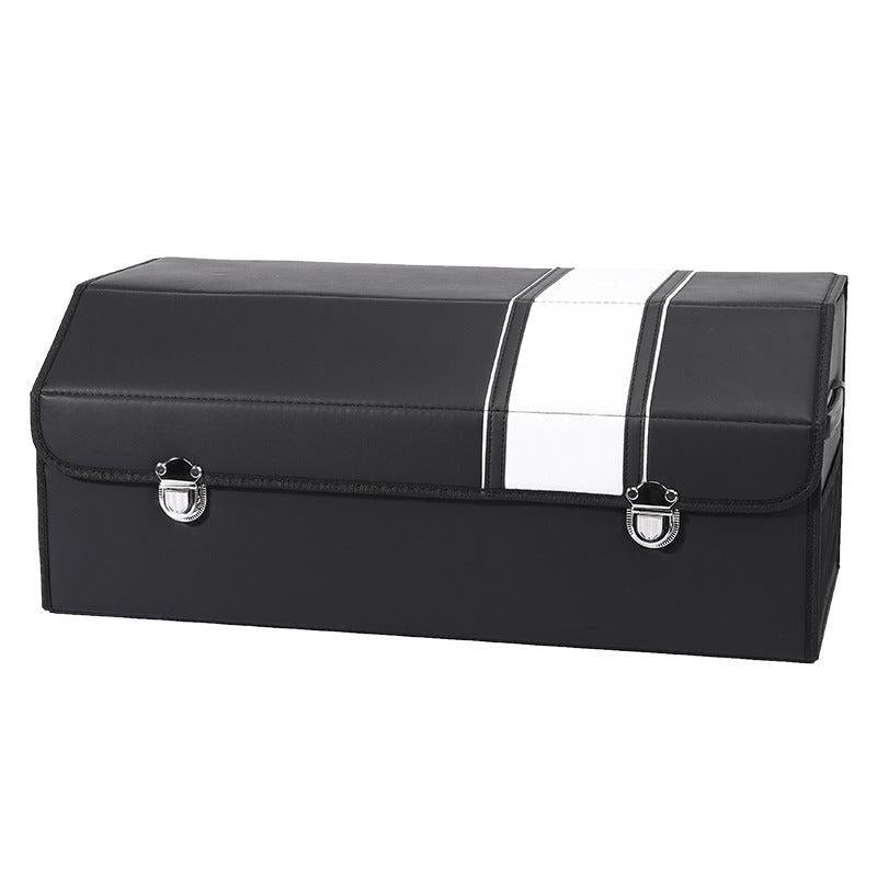 Car Leather Trunk Organizer Box - White Stripe-DIVERSITY