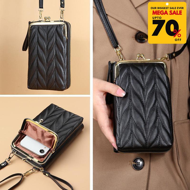 Premium Leaf Design Leather Crossbody Bag-DIVERSITY