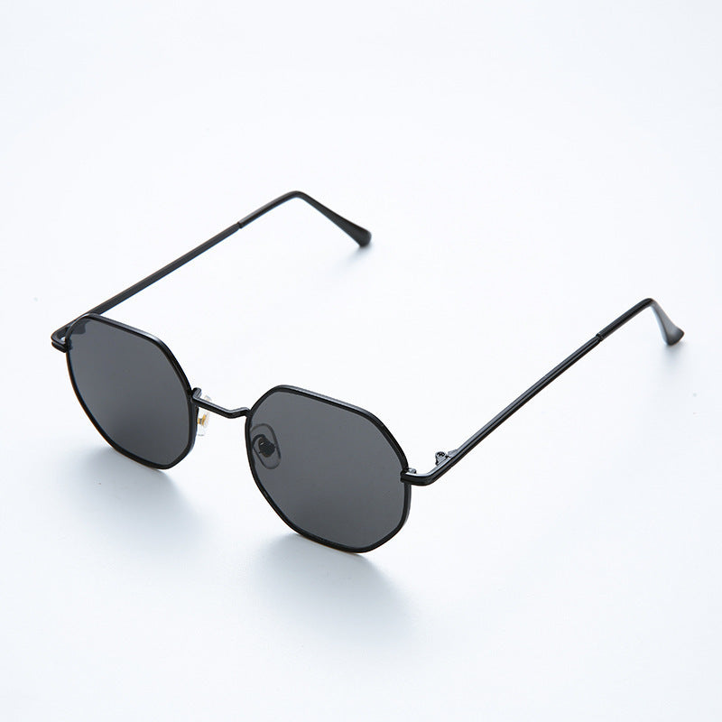 Octagonal Metal Frame Sunglasses - Black
