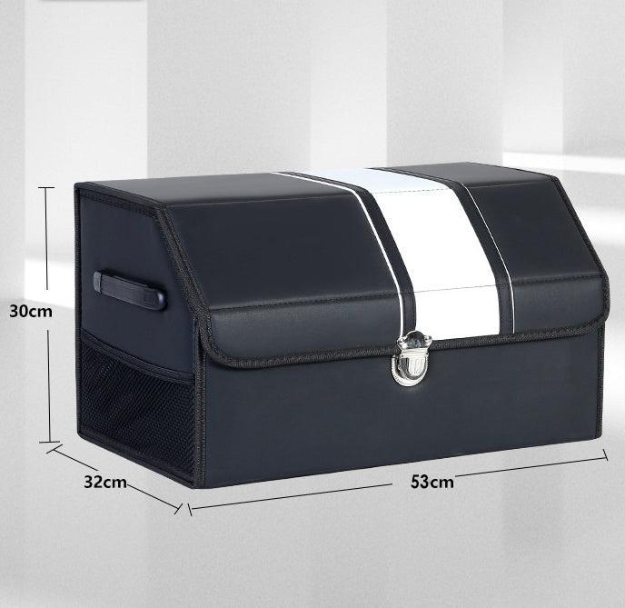 Car Leather Trunk Organizer Box - White Stripe-DIVERSITY