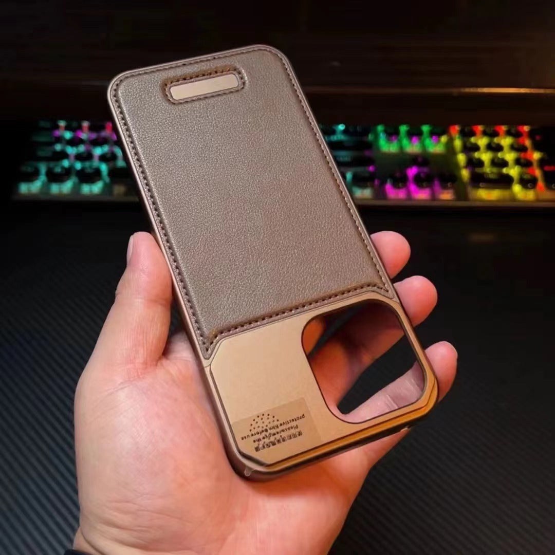 TITAN Luxury Leather Aromatherapy iPhone Case - Desert Titanium