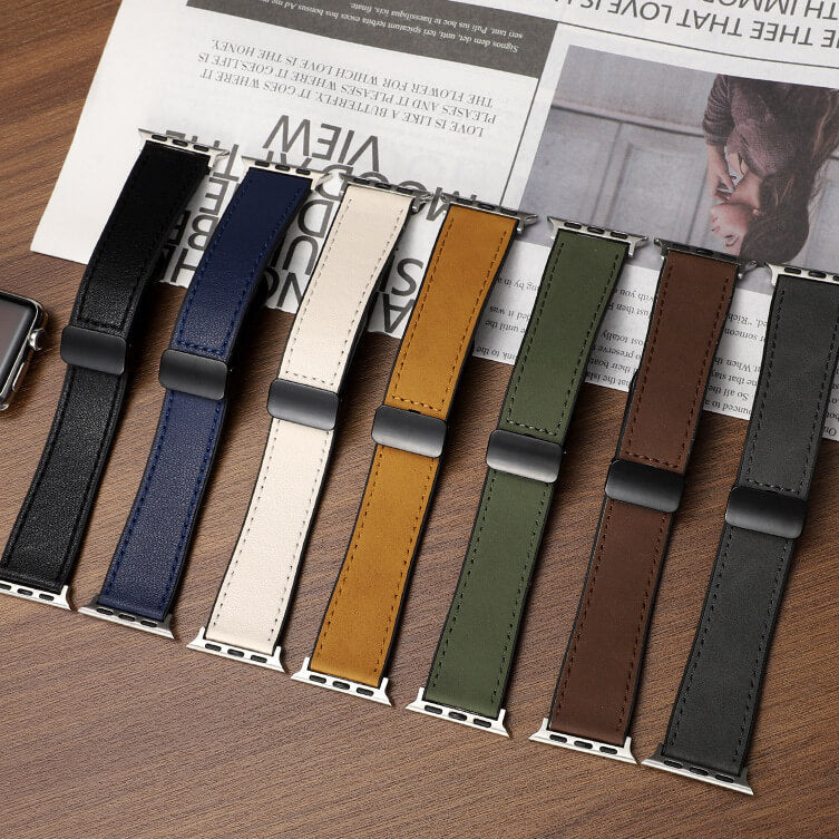 Classic Silicone Leather Strap For Apple Watch - Light Grey