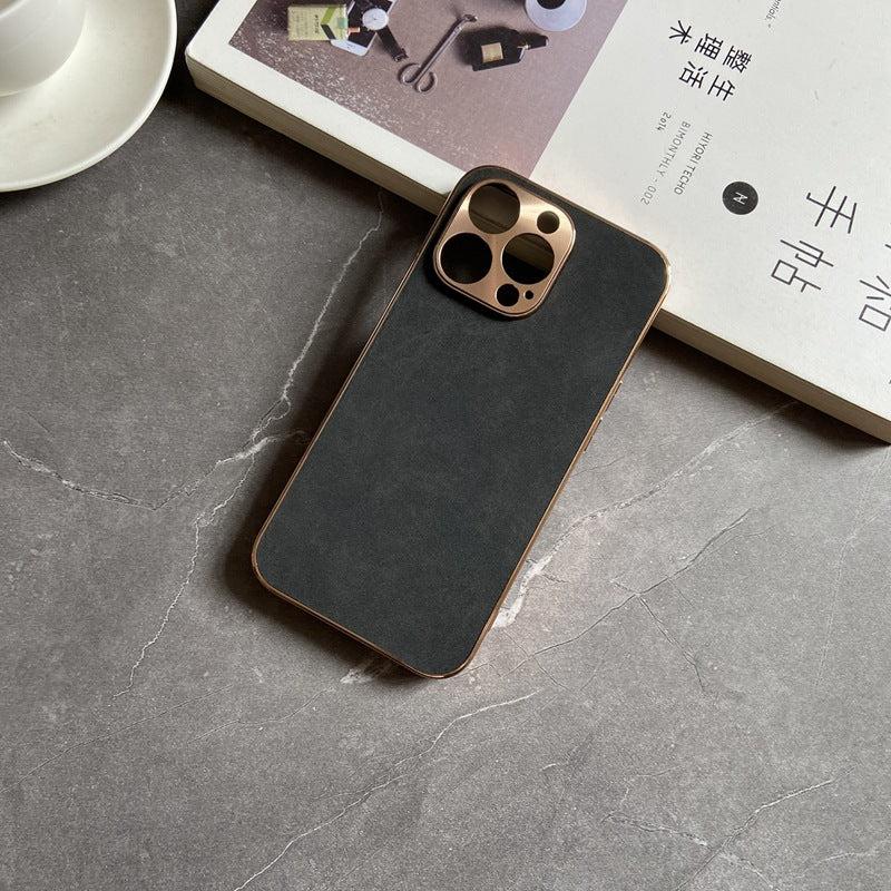Suede Leather iPhone Case - Black