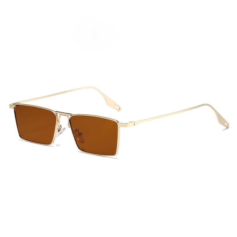 NEXUS Rectangular Sunglasses - Gold Frame Brown Lens